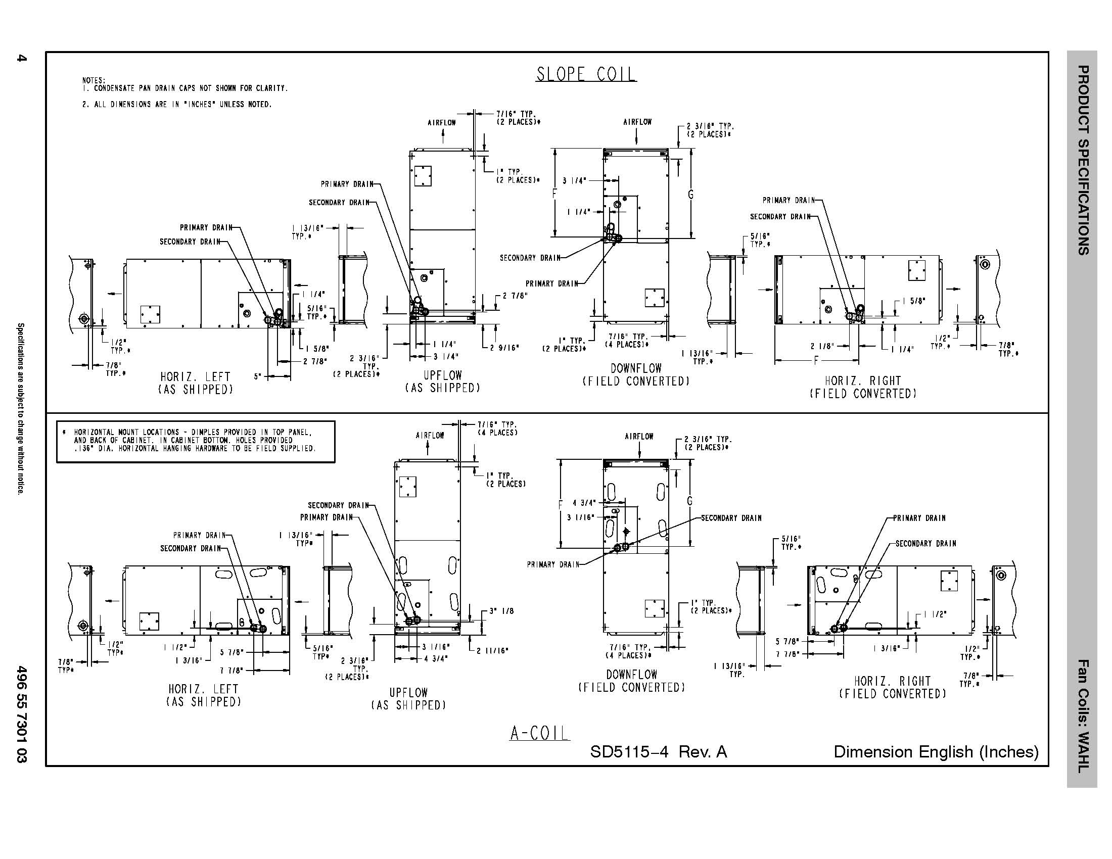 4 Ton EcoTemp ECM Motor Air Handler WAHL484B (3590)(F)